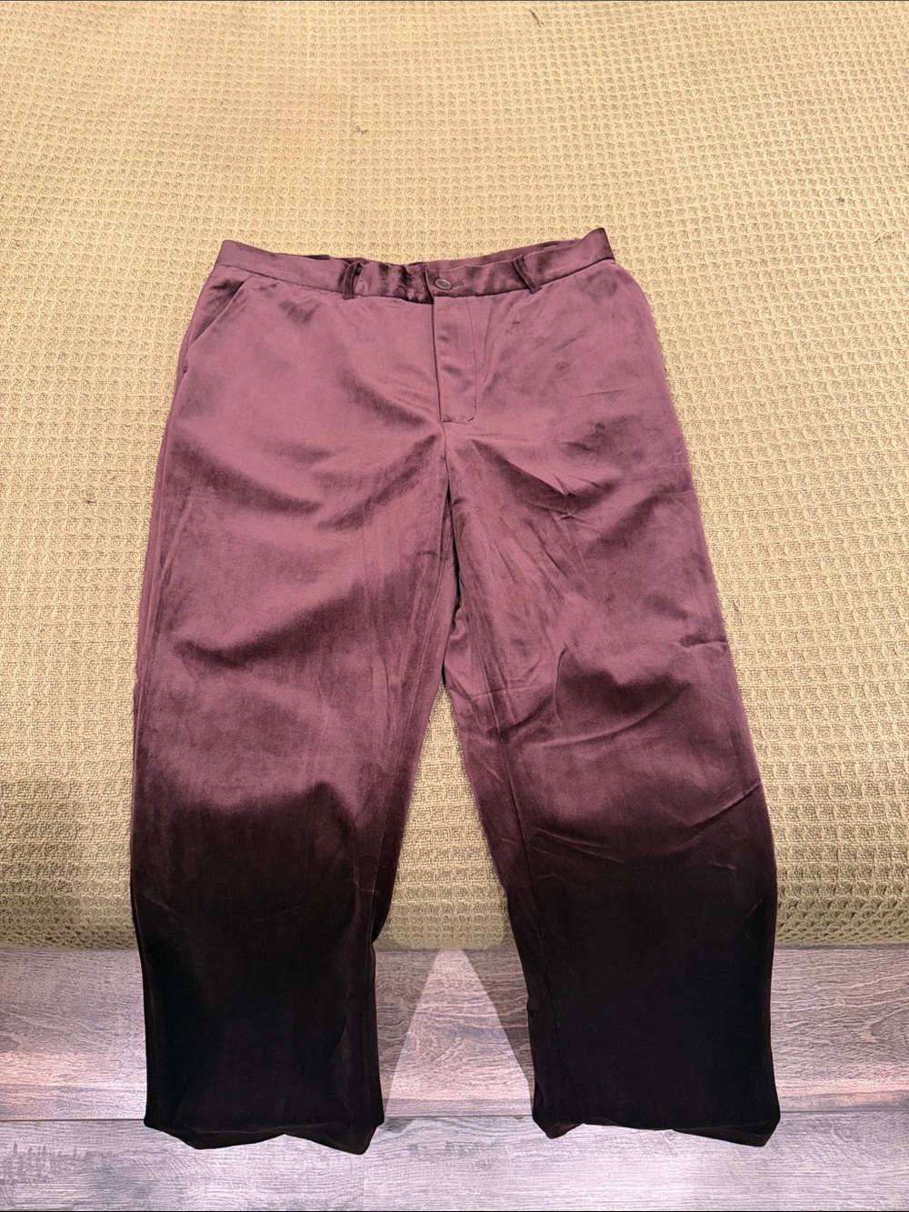 Fashion Nova Men's Satin Purple-to-Black Ombre Chinos